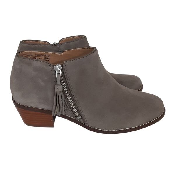 Vionic Serena Ankle Boot Taupe Suede Tassel Orthotic Booties Womens 7 Block Heel - Picture 3 of 11